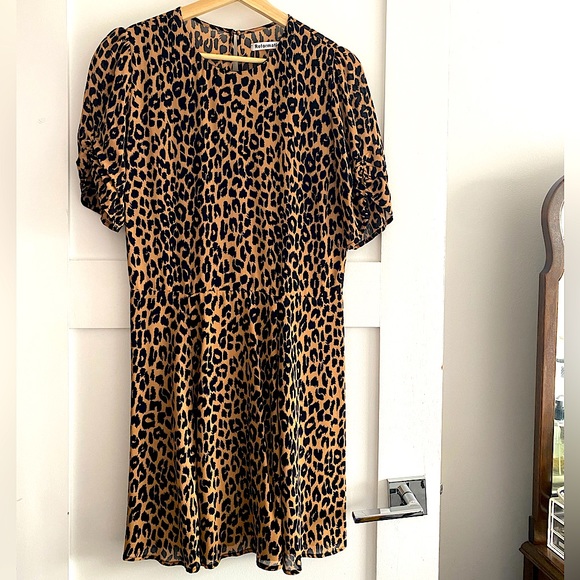 Reformation Gracie 🐆 leopard print MOB WIFE 💋 60s mod mini “vintage” rare - Picture 3 of 9